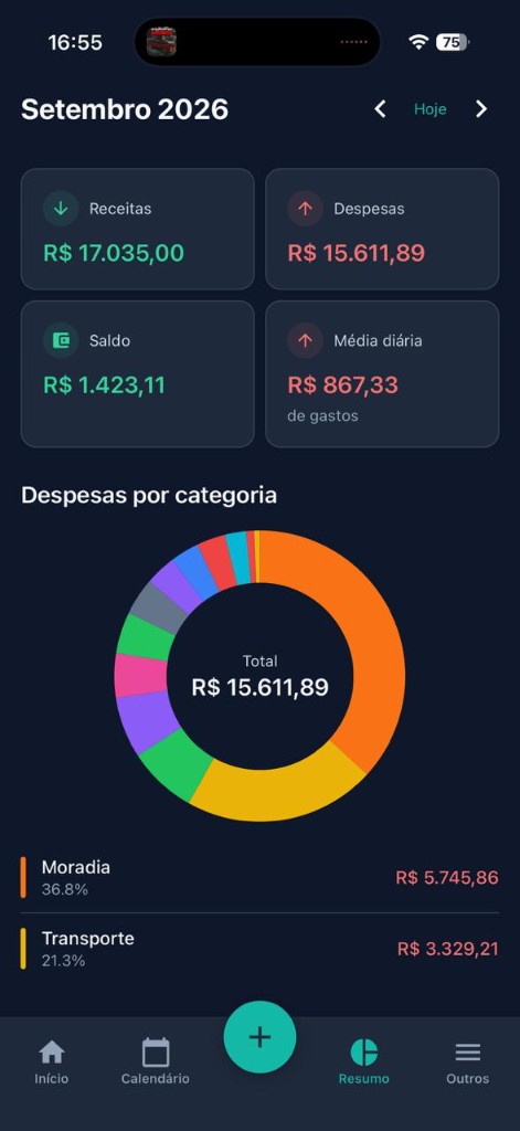 Screenshot do Finanças